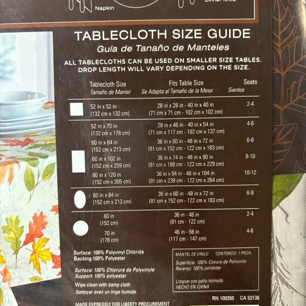 Autumn Breeze Vinyl Tablecloth 70